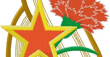 Star with flower - embroidery design