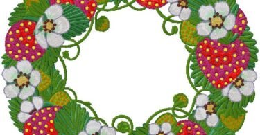 Strawberry Wreath embroidery design