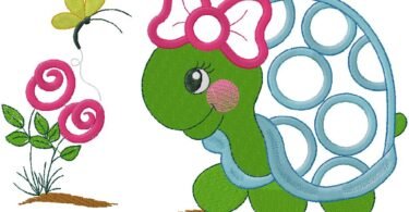 Turtle machine embroidery design