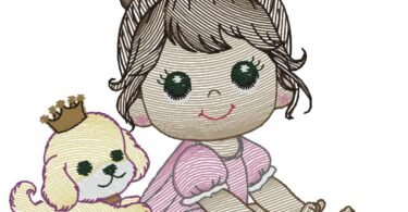 cute Baby with puppy - embroidery design