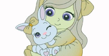 cute Girl with Bunny design for free download