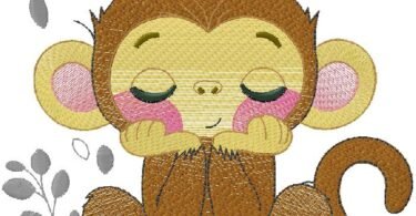 cute Monkey Embroidery Design