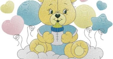 cute Teddy Bear - Machine Embroidery Design