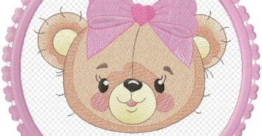 cute baby Girl bear Embroidery Design