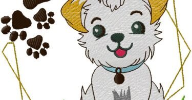 cute puppy machine embroidery design