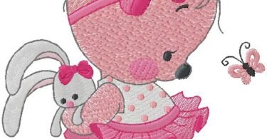 cute teddy girl machine embroidery design for free download