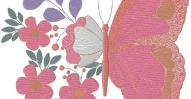 floral butterfly embroidery Design