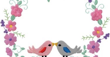 floral with birds embroidery design