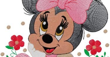 cute Minnie embroidery design for free download