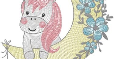 unicorn machine embroidery design