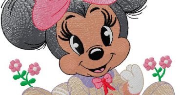 wonderful Minnie embroidery design for free download