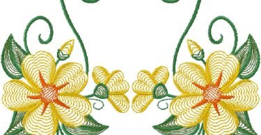 yellow Floral machine embroidery design