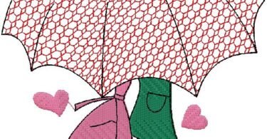Couple Under Umbrella machine Embroidery Designs