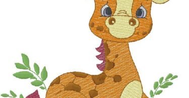 Giraffe machine embroidery design