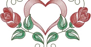 Heart with floral machine Embroidery Design