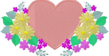 Heart with flowers Embroidery Design
