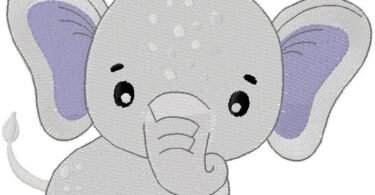 cute Baby Elephant machine Embroidery Design
