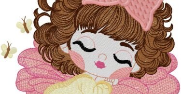 cute Girl machine Embroidery Design