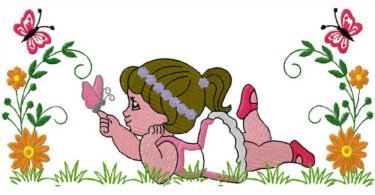cute Girl machine Embroidery Design