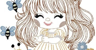 cute Girl machine Embroidery Design