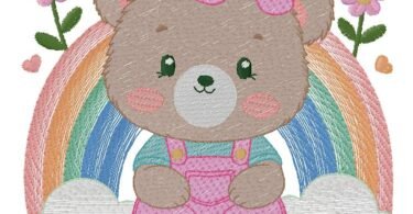 cute Teddy girl Embroidery Designs