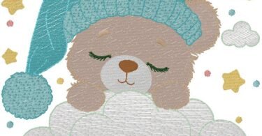 cute Teddy machine Embroidery Design