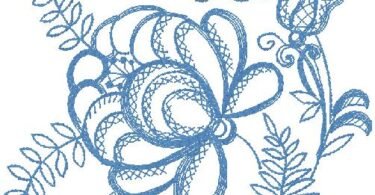 Blue flowers free embroidery design