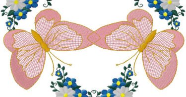 Butterflies with flowers Embroidery Design