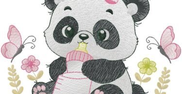 Panda baby Embroidery Design