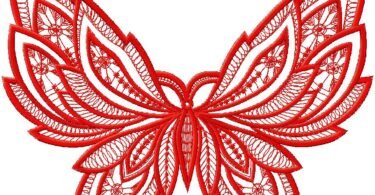 Red Butterfly free embroidery