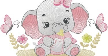 cute Elaphant Baby Embroidery Design