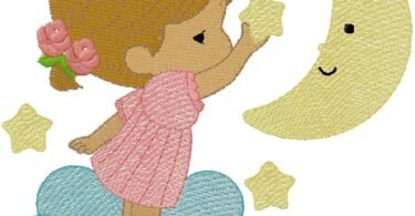 cute Girl Embroidery Design