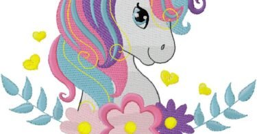 wonderful unicorn with flowers Embroidery Design