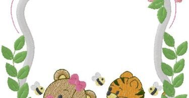 Baby Tiger and Teddy Bear embroidery design 