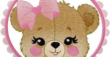 cute Teddy Girl embroidery design 
