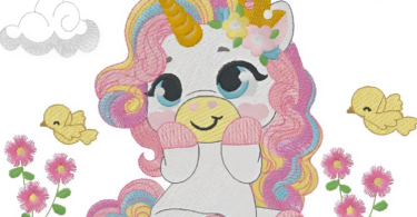 Baby Unicorn embroidery design 