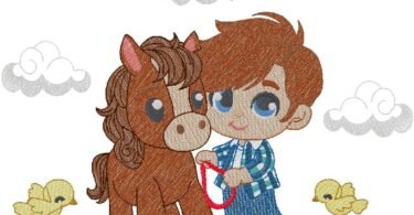 Boy with Baby Horse embroidery design 