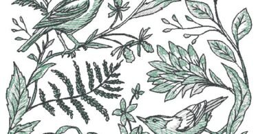 birds with flowers embroidery design