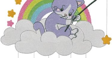 cute cat embroidery design 