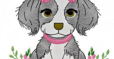 cute puppy embroidery design 