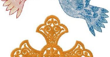 Cross with Dove embroidery design