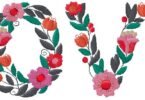 Love Floral embroidery design