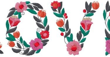 Love Floral embroidery design