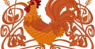 Rooster embroidery design