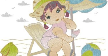 cute Girl machine embroidery design