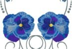 Blue floral embroidery design