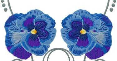 Blue floral embroidery design