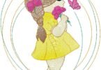 Girl with Flowers embroidery desgn