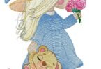 cute Girl with Flowers embroidery desgn