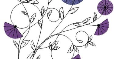 Violet Flower Embroidery Design